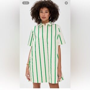 English Factory Cream and Green Striped Dress